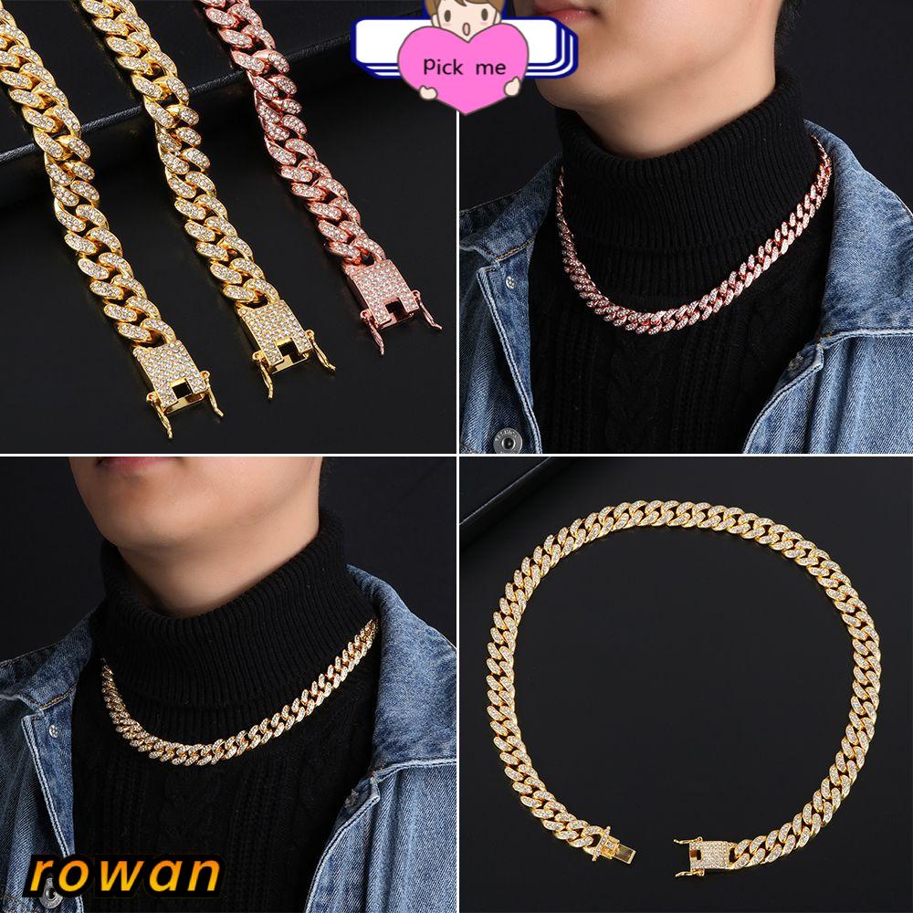 Vòng cổ chuỗi xích 12mm đính đá phong cách hiphop sang trọng cho nam và nữ