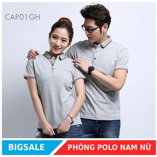 áo thun ngắn tay có cổ màu ghi xám