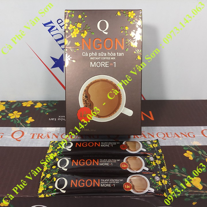 Thùng cà phê sữa Ngon Trần Quang 10 hộp giấy 400g (20 gói dài * 20g) mẫu xuân 2022