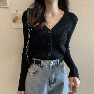 Áo len nữ dài tay cổ tim thời trang hàn