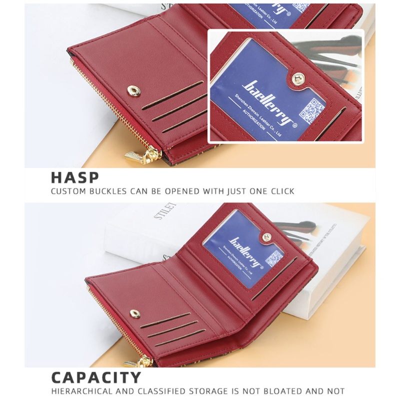 Youyo Ví Da Ngắn Mini Có Nhiều Ngăn Đựng Thẻ In Chữ Sành Điệu Có Khóa Kéo Dọc Cho Nữ