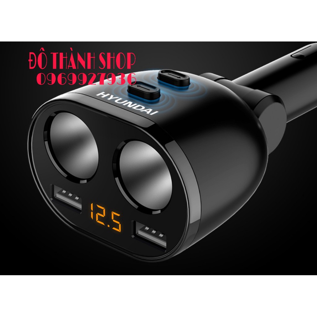 CỐC SẠC XE HƠI 2 NGUỒN 2 USB HYUNDAI HY -16 CAO CẤP 2019 BH 1 NĂM ĐỔI MỚI