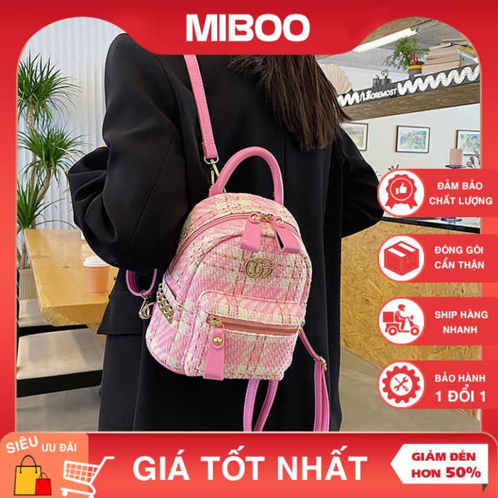 Balo nữ, balo mini thời trang dạ kẻ nhiều màu thời trang xinh xắn