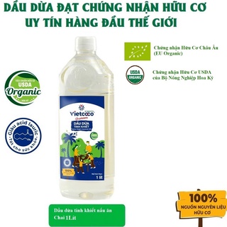 DẦU DỪA NGUYÊN CHẤT ORGANIC MỸ PHẨM VIETCOCO - CHAI PET 1Lít - 500Ml