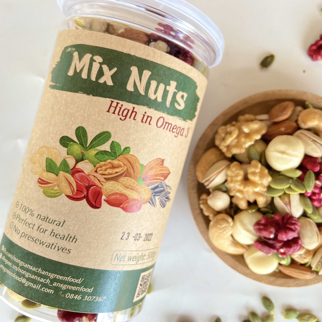 Mix Nuts 7 Hạt Dinh Dưỡng Cao Cấp Giàu Dinh Dưỡng - Tốt Cho Bà Bầu, Người Già, Trẻ Nhỏ - Nông Sản Sạch An's Green Food