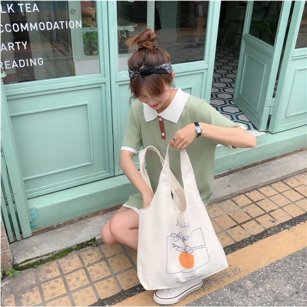 Túi vải tote đeo chéo thời trang giá rẻ trơn TX