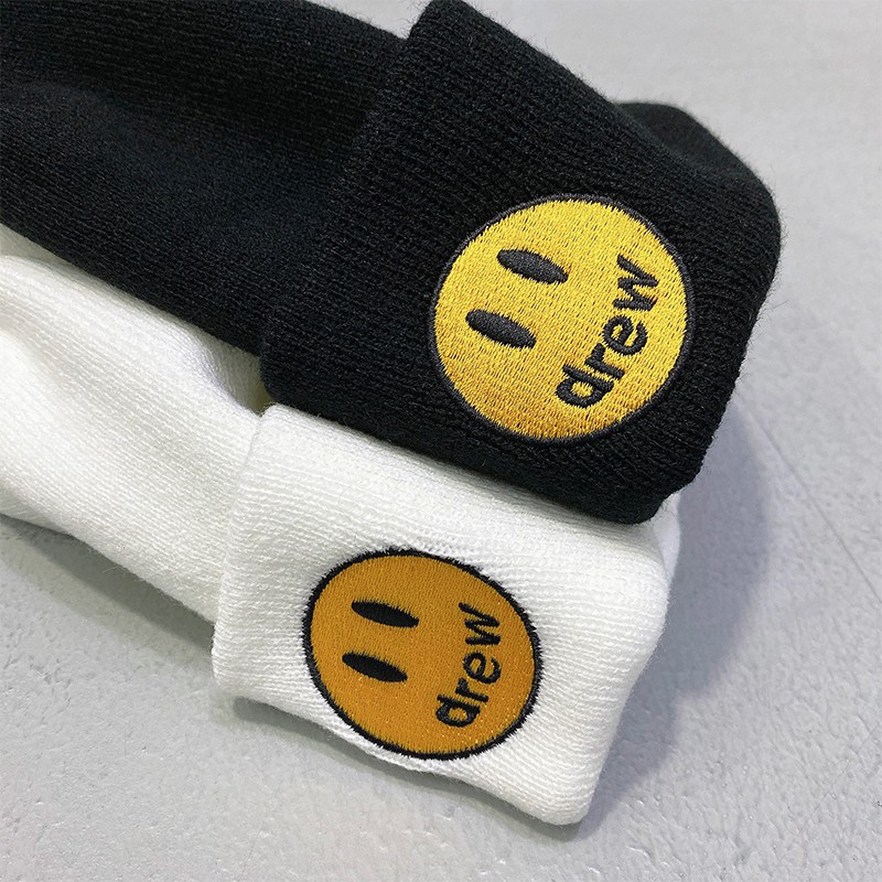 !! Mũ Beanie Dệt Kim Màu Trơn In Hình Mặt Cười Và Chữ justin bieber Chất Lượng Cao