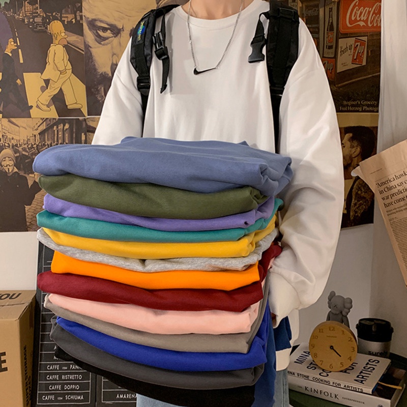 Áo Sweater Cổ Tròn Thời Trang Cho Cặp Đôi 1900680Áo Thun Dáng Rộng Màu Sắc Đơn Giản Dễ Phối Đồ Cho Nữ