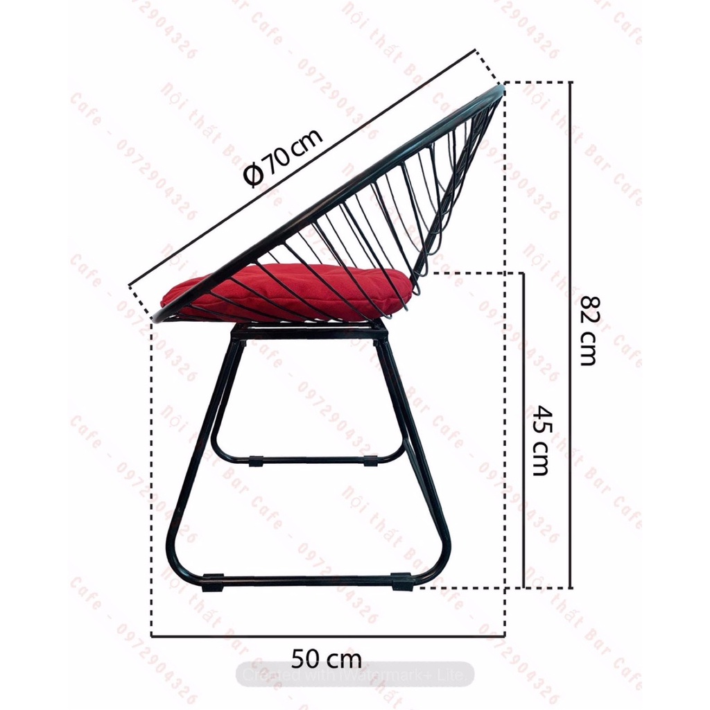 - Ghế nón sắt kèm đệm ngồi