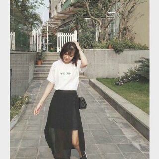 Chân váy voan xẻ tà