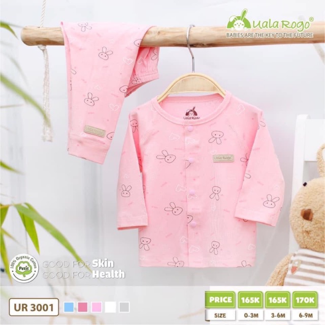 Bộ QA SS cúc giữa petit 0-9m (vải mỏng)