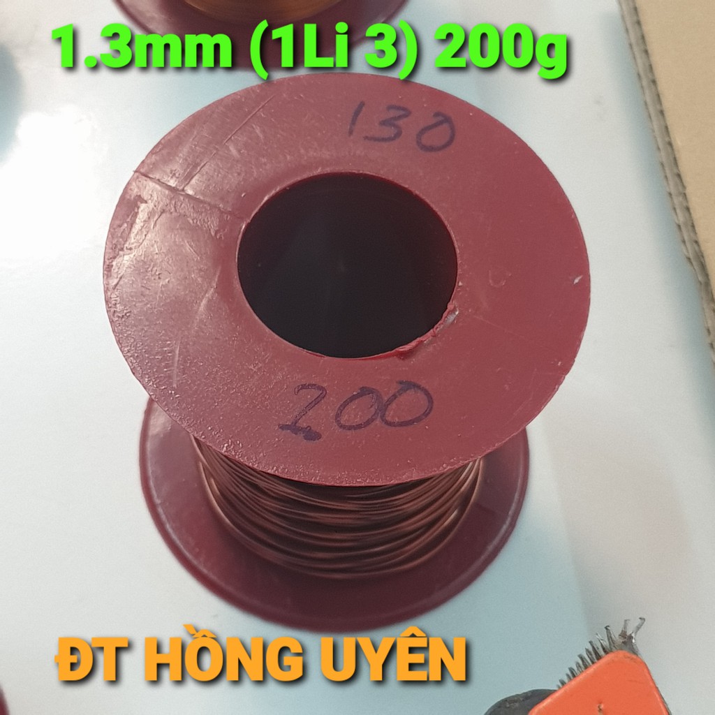 (1.3mm 200g). Dây đồng quấn biến áp cơ, mô tơ. Dây đồng 1li3 tráng men, bọc emay cách điện, chịu nhiệt cao, dòng tải cao