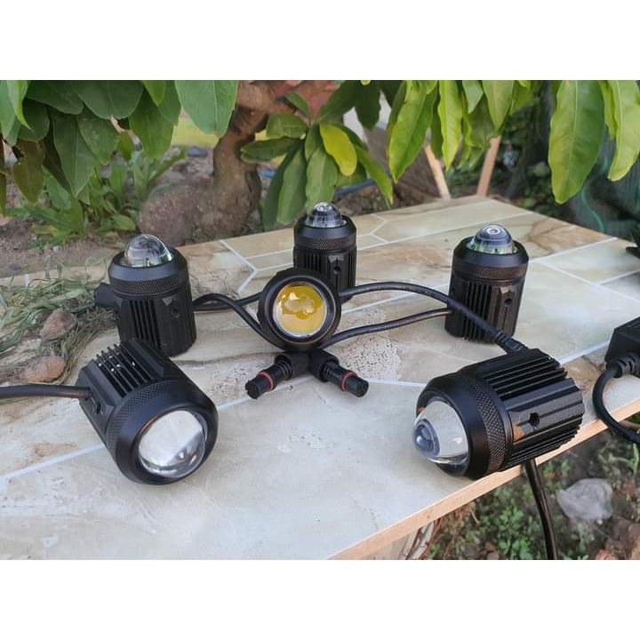 Đèn trợ sáng xe máy, đèn trợ sáng bi cầu mini 2 màu cos vàng pha trắng siêu sáng