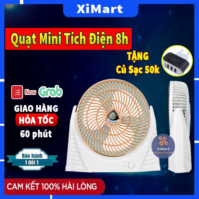 [MỚI 2021] Quạt Tích Điện Mini Để Bàn PIN 2000mA Dùng 8 Giờ 3 Chế Độ Gió Mạnh Mẽ - Quạt Mini Sạc USB Tích Điện - XiMart