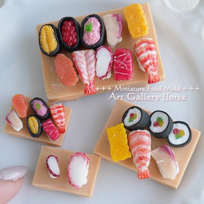 Khuôn silicone trong dẻo nặn đất sét đồ ăn hình sushi nigiri nhà búp bê minifood dollhouse