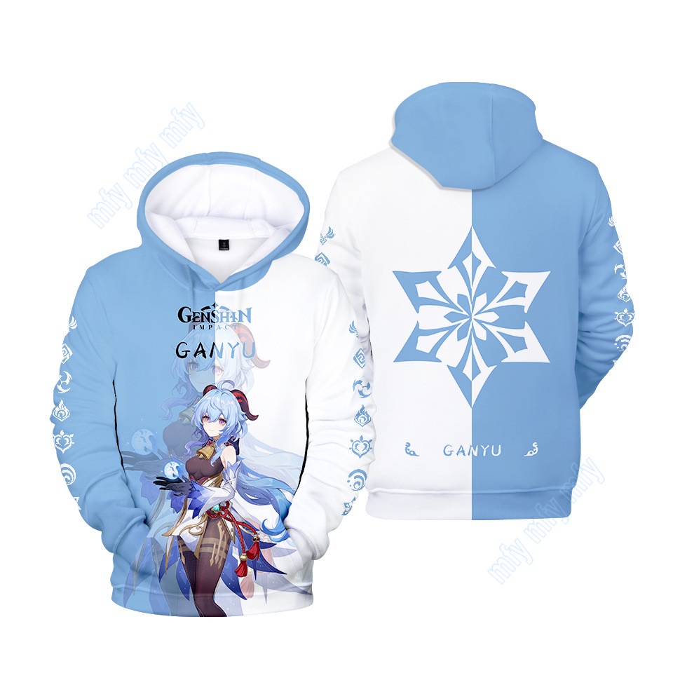 Genshin Va Chạm Eula Ganyu Chongyun Kaeya Áo Khoác Hoodie Giản Dị Cho Nam / Nữ / Thanh Thiếu Niên