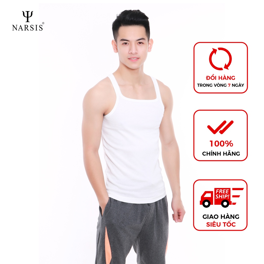 Áo lót nam Narsis D4080 màu trắng áo ba lỗ nam cao cấp cực mềm mại