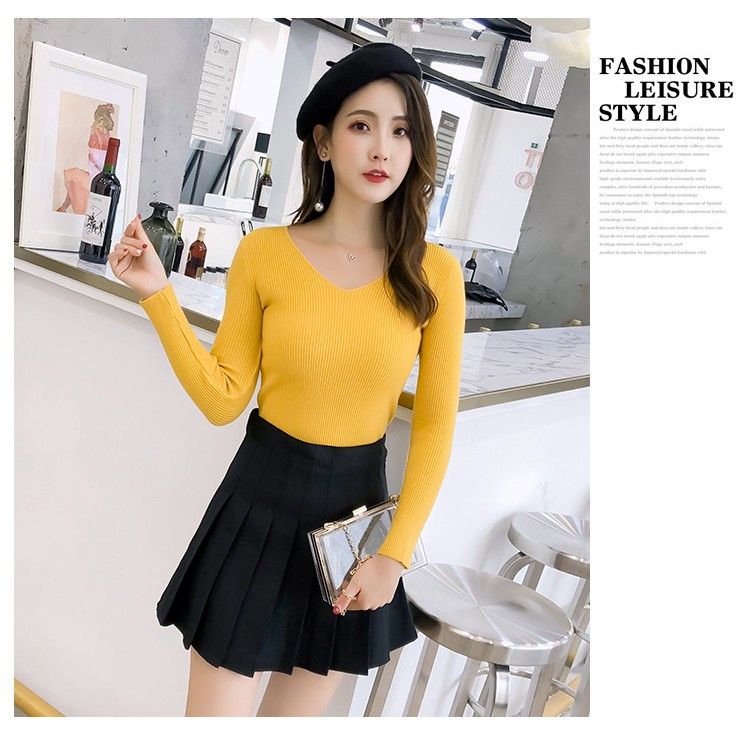 Áo len nữ Cổ tim Hàn Quốc chỉ 149k Bao chất Bao đẹp Bao giặt máy giặt