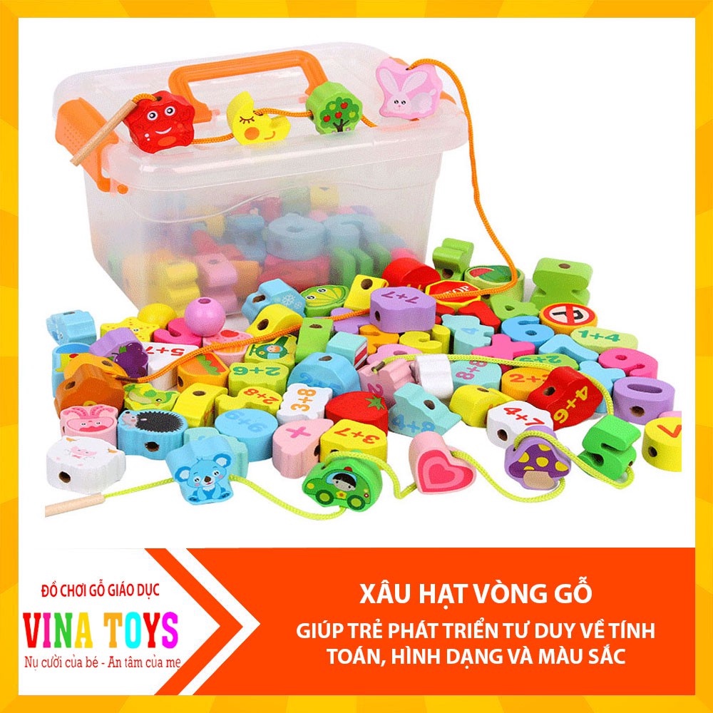 Đồ Chơi Giáo Dục Xâu Hạt Vòng Gỗ Giúp Bé Phát Triển Kỹ Năng - Đồ Chơi GỗThông Minh VINATOYS