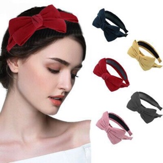 Bờm tóc nơ nhung lệch bên