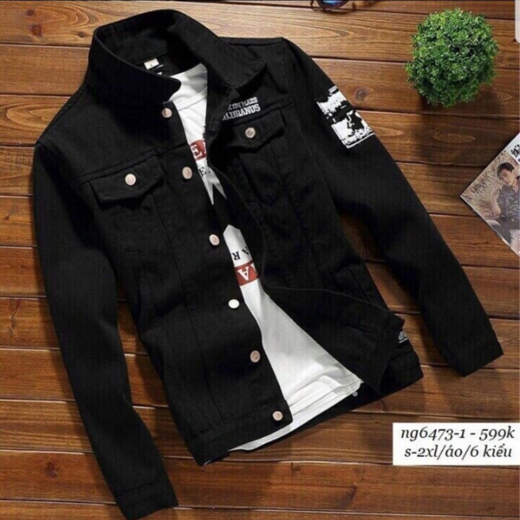 Áo Khoác Nam - Áo Khoác Jean Nam jeans Fashion Tay Ngực Cổ Cao Cấp Phong Cách Trẻ Trung