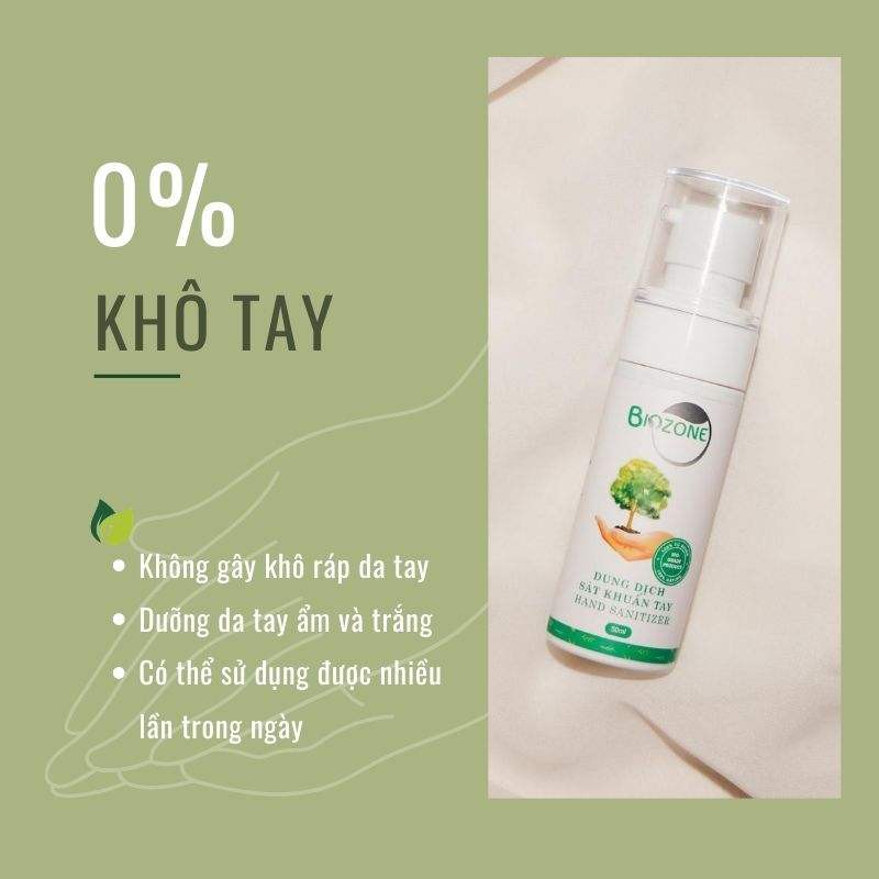 Gel Rửa Tay khô, Sát Khuẩn tay sinh học BioZone 50ml- VIETGREEN