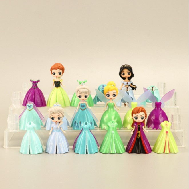 ĐỒ CHƠI 6 CÔNG CHÚA DISNEYTHAY VÁY NHỰA TẶNG KÈM 18 VÁY THAY ĐỔI
