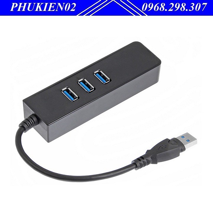 Hub USB 3 Cổng 3.0 Tốc Độ Cao + Cổng Mạng RJ45 Cao Cấp AZONE