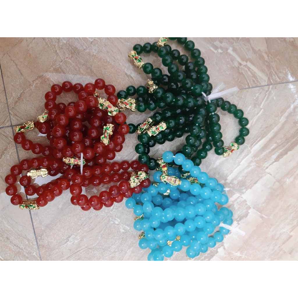 Vòng tay đá phong thủy các màu mix tỳ hưu màu