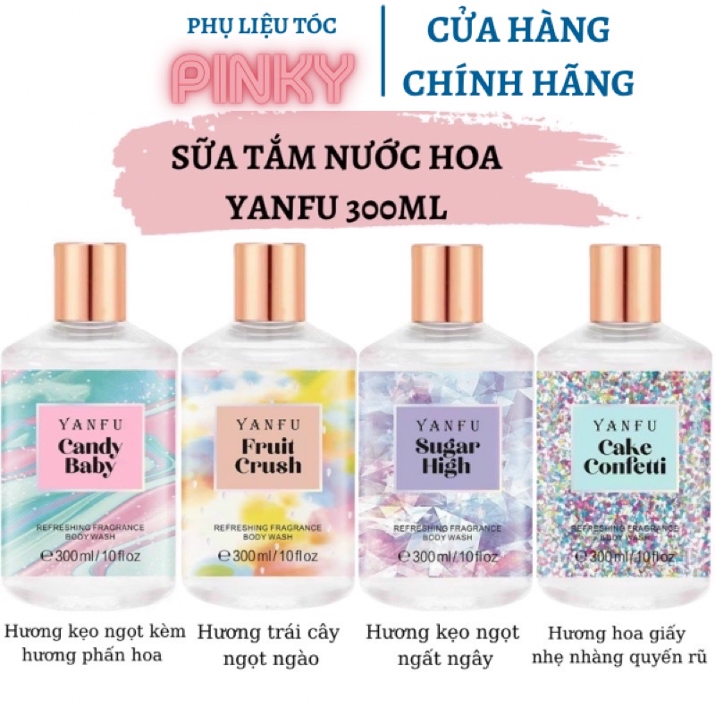 Sữa Tắm Nước Hoa YANFU VICTORIA Mùi Chuẩn Thơm Mẫu Mới 300 ML Tmall comestic Phụ Liệu Tóc Pinky