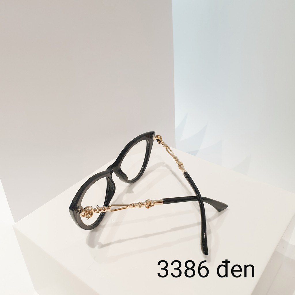 Gọng kính cận thời trang mắt mèo gọng kim loại cách điệu, kính cận nam nữ cap cấp Qiwa Eyewear- 3386