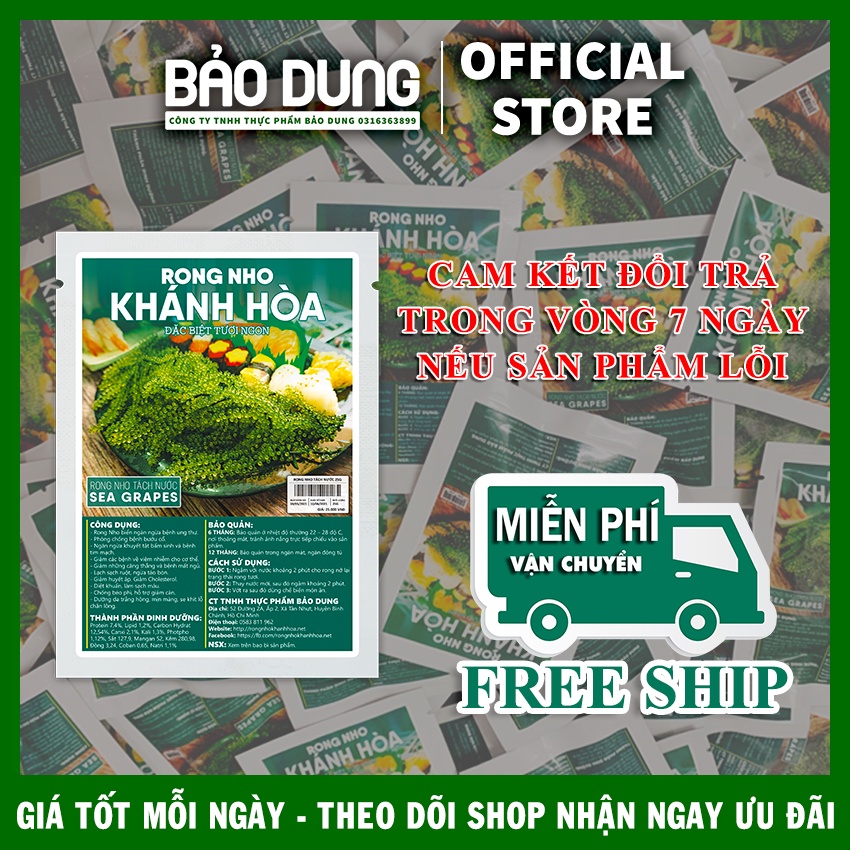 Rong nho tách nước ăn liền túi 25g chỉ với 5 phút chế biến tặng kèm nước xốt mè rang, hỗ trợ giảm cân - Bảo Dung Food
