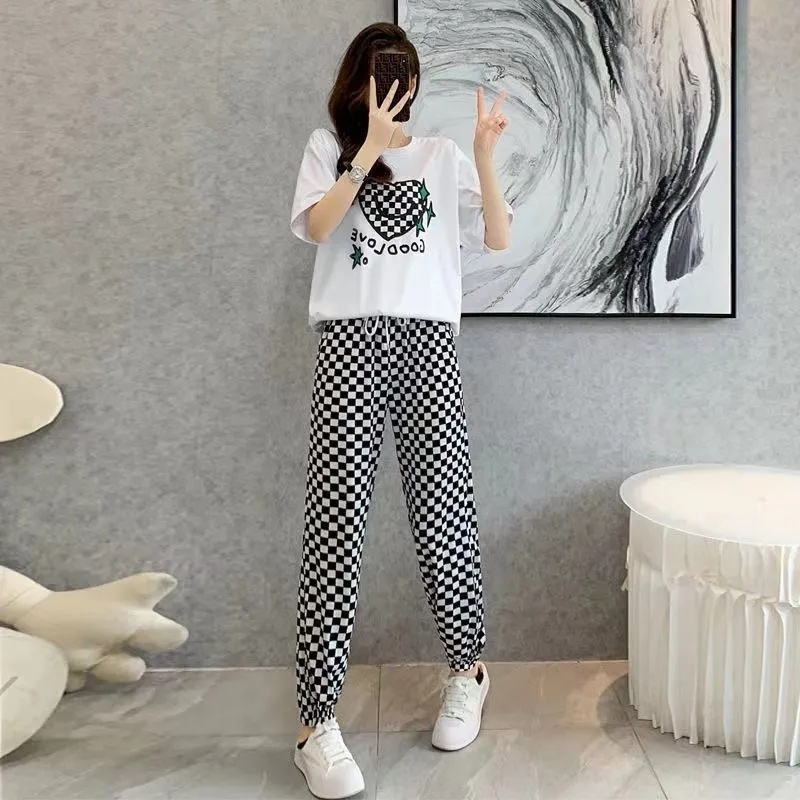 Set Đồ Thể Thao Áo Thun + Quần Dài Thiết Kế Mới Kiểu Dáng Đơn Giản Thời Trang Mùa Hè Dành Cho Nữ