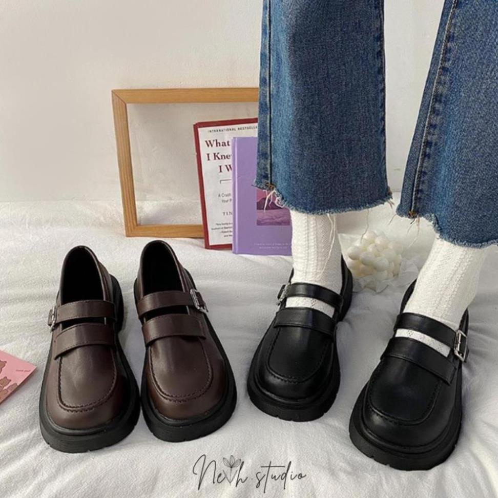 Giày da Vintage 2 màu nâu - đen cho nữ neih.studio (Ảnh thật shop tự chụp) 🦋