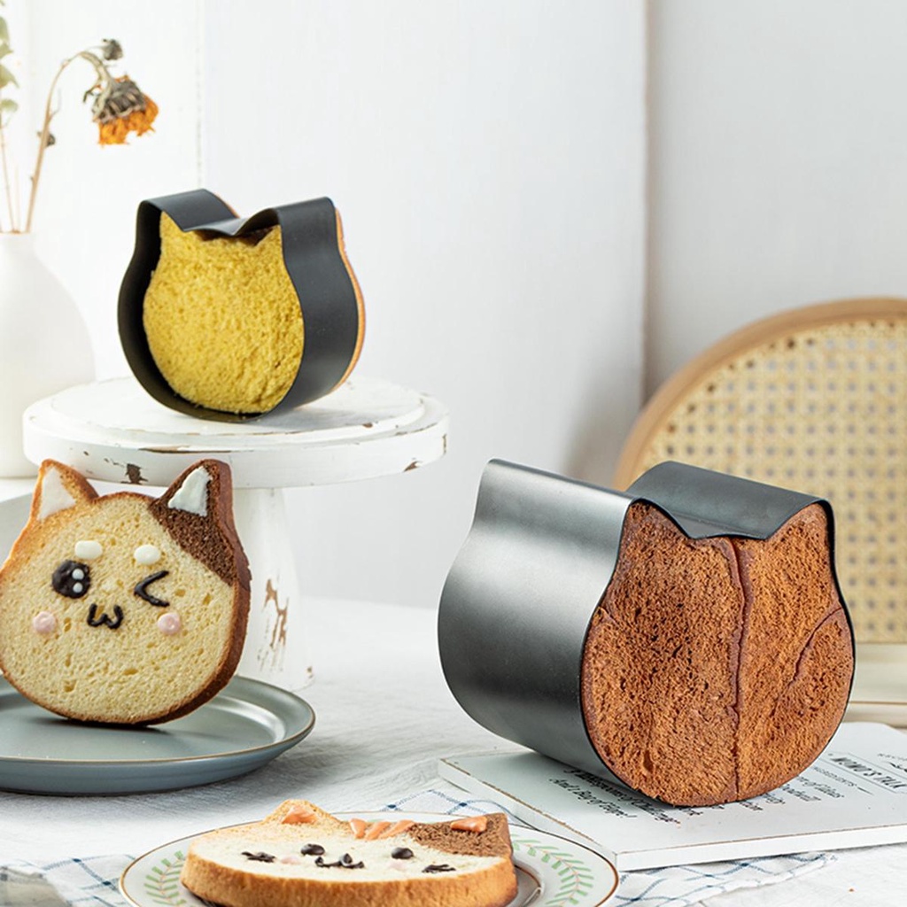 Khuôn Làm Bánh Mì Bằng Thép Không Gỉ Chống Dính Hình Mèo