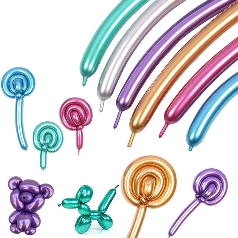 Set 10 Bong Bóng Xoắn Bằng Latex Nhiều Màu Sắc Trang Trí Tiệc Sinh Nhật Cho Bé