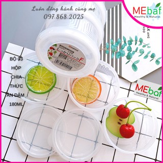 Bộ 03 Hộp Chia Thức Ăn Dặm Trữ Đông 180ml Nakaya Hình Tròn Nội Địa Nhật