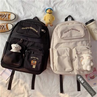 (Sẵn) Balo Ulzzang nữ kèm gấu bông Menghuo Backpack