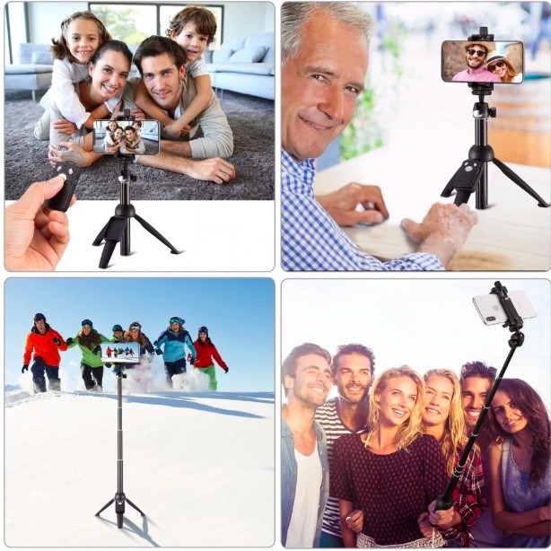 Gậy chụp hình tự sướng Yunteng kèm chân tripod + remote bluetooth YT-9928 ( Đen )