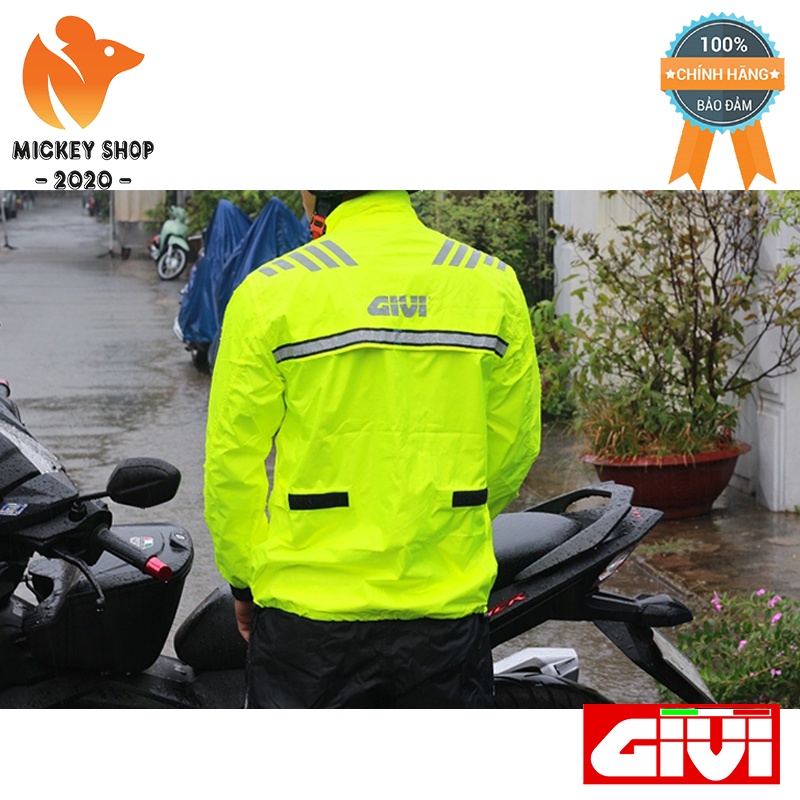 [ CHÍNH HÃNG ] ÁO MƯA BỘ GIVI CRS02 RAIN SUIT MÀU VÀNG NEON -  Nhẹ, chống thấm tốt