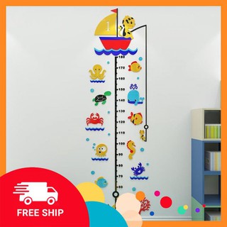 Giấy dán tường -Decal dán tường trang trí phòng ngủ, phòng khách- Hình đo chiều cao đại dương
