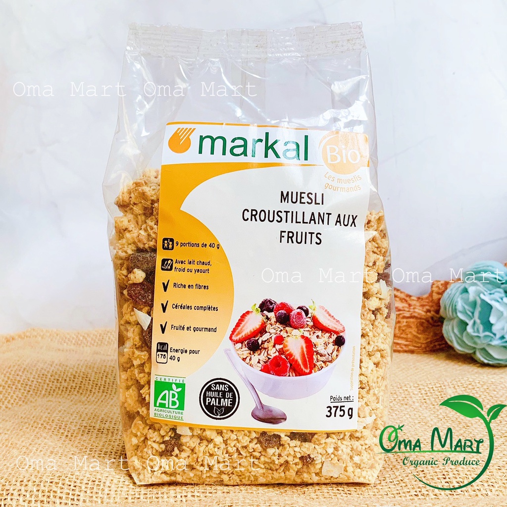 [Mã GROSALE2703 giảm 8% đơn 250K] Ngũ Cốc Giòn Trái Cây Hữu Cơ Muesli Markal 375g