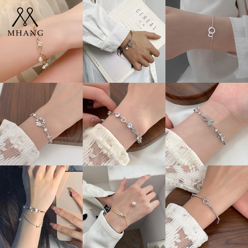 Vòng Tay Bạc Đính Hạt Ngọc Trai Thời Trang Hàn Quốc Dành Cho Nữ