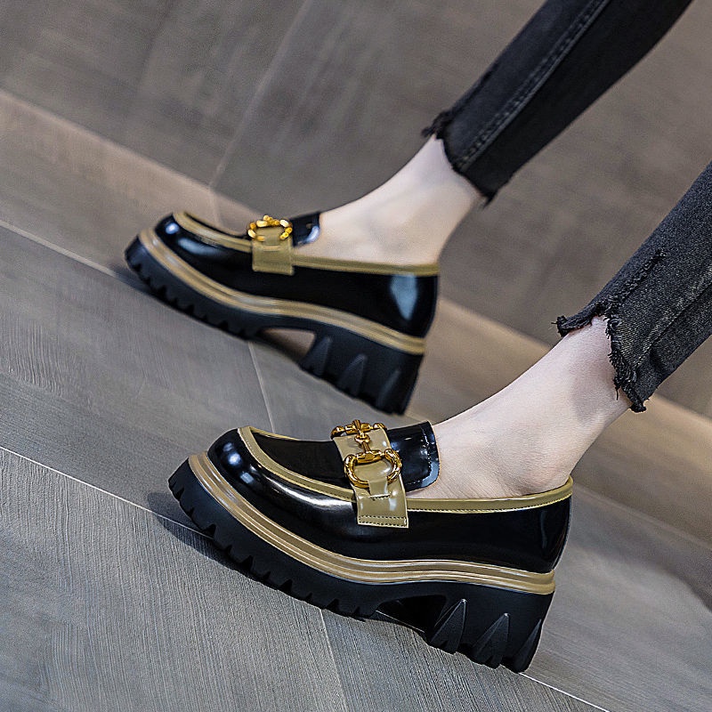 Giày Da Đế Dày Phong Cách Retro Thời Trang Cho Nữ