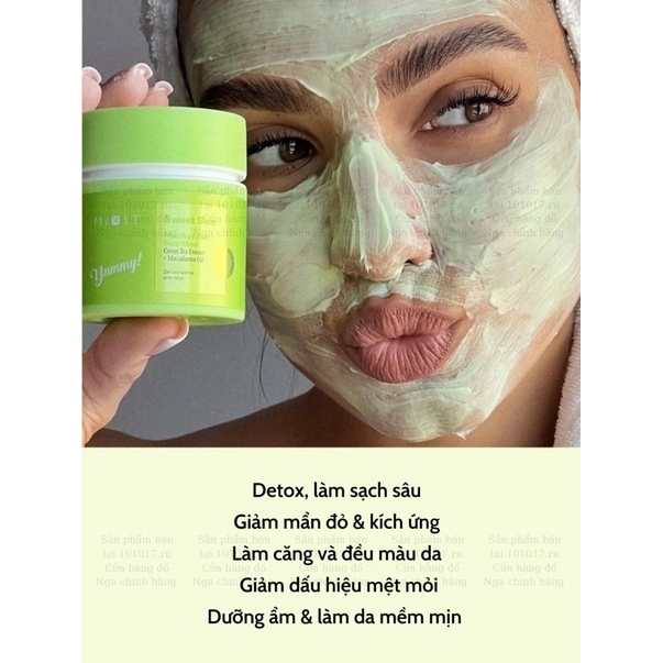 Mặt nạ detox MATCHA LATTE làm sạch và dịu da chiết xuất trà xanh niacinamide 50ml nội địa Nga