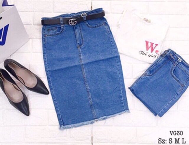 Chân váy Jeans nữ( jeans L1 dày đẹp) | BigBuy360 - bigbuy360.vn