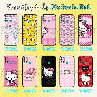 Ốp lưng Vsmart Joy 4 - Ốp dẻo đen in hình Hello Kitty dễ thương