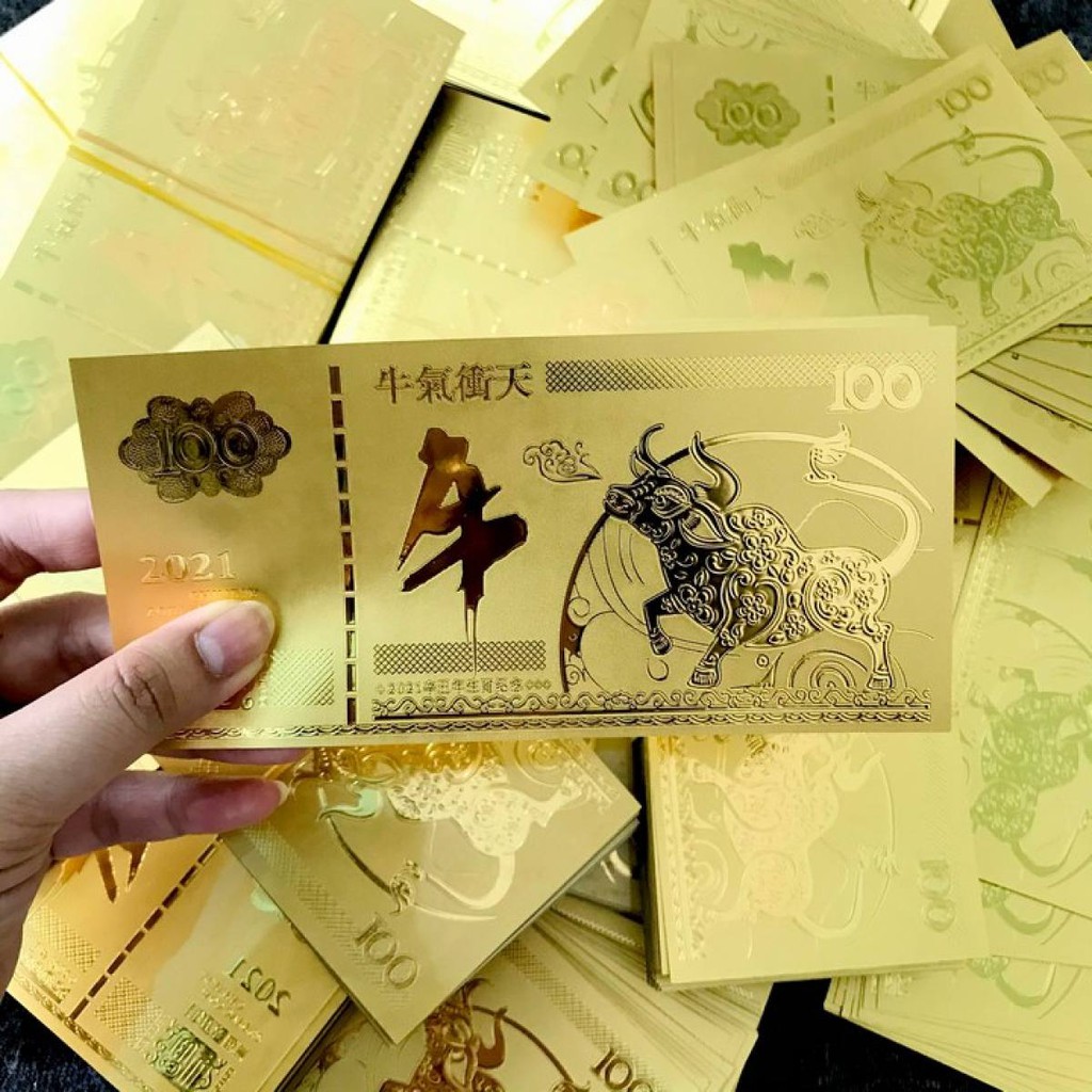 COMBO 5 Tờ Tiền Lưu Niệm 100 Hình Con Trâu Mạ Vàng Plastic May Mắn Tài Lộc | BigBuy360 - bigbuy360.vn