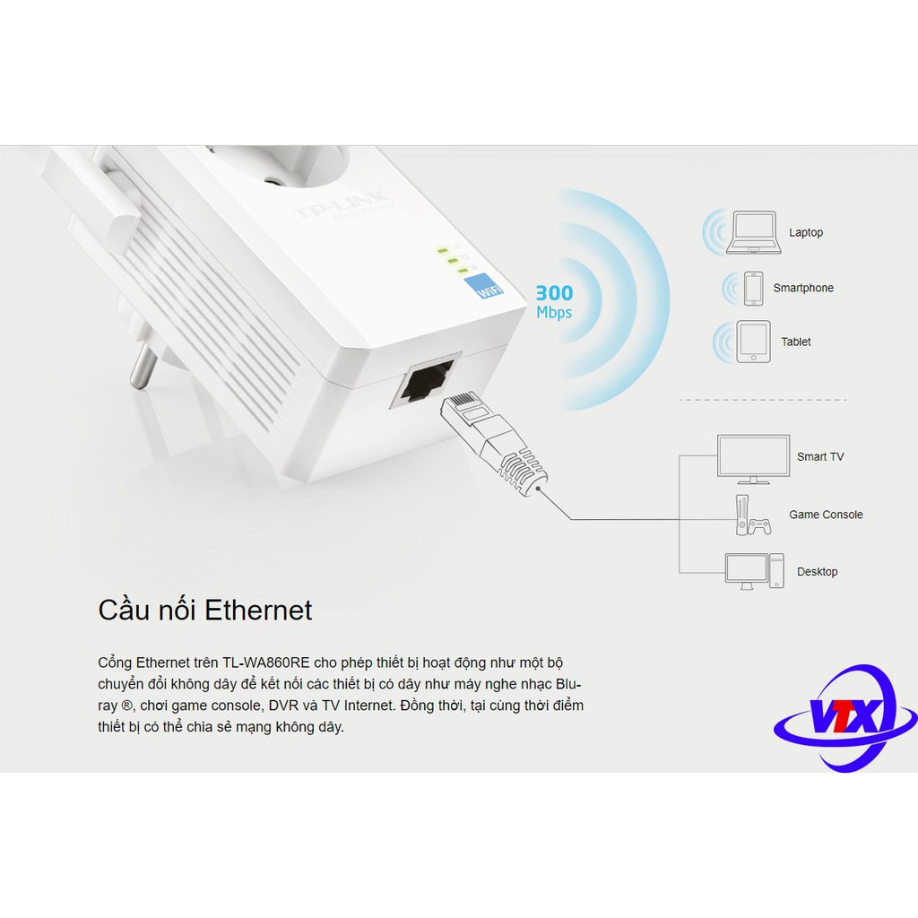 Bộ Kích Sóng Wifi TPLINK TL-WA860RE - Tích hợp ổ cắm điện AC | BigBuy360 - bigbuy360.vn