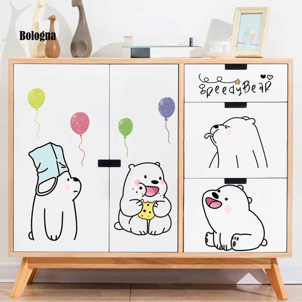 Sticker dán tường họa tiết hình con gấu đáng yêu dùng trong trang trí phòng ngủ